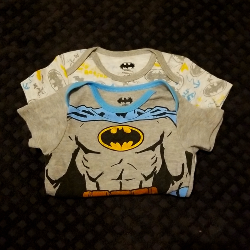 BATMAN Pair of 6/9 M Bodysuits